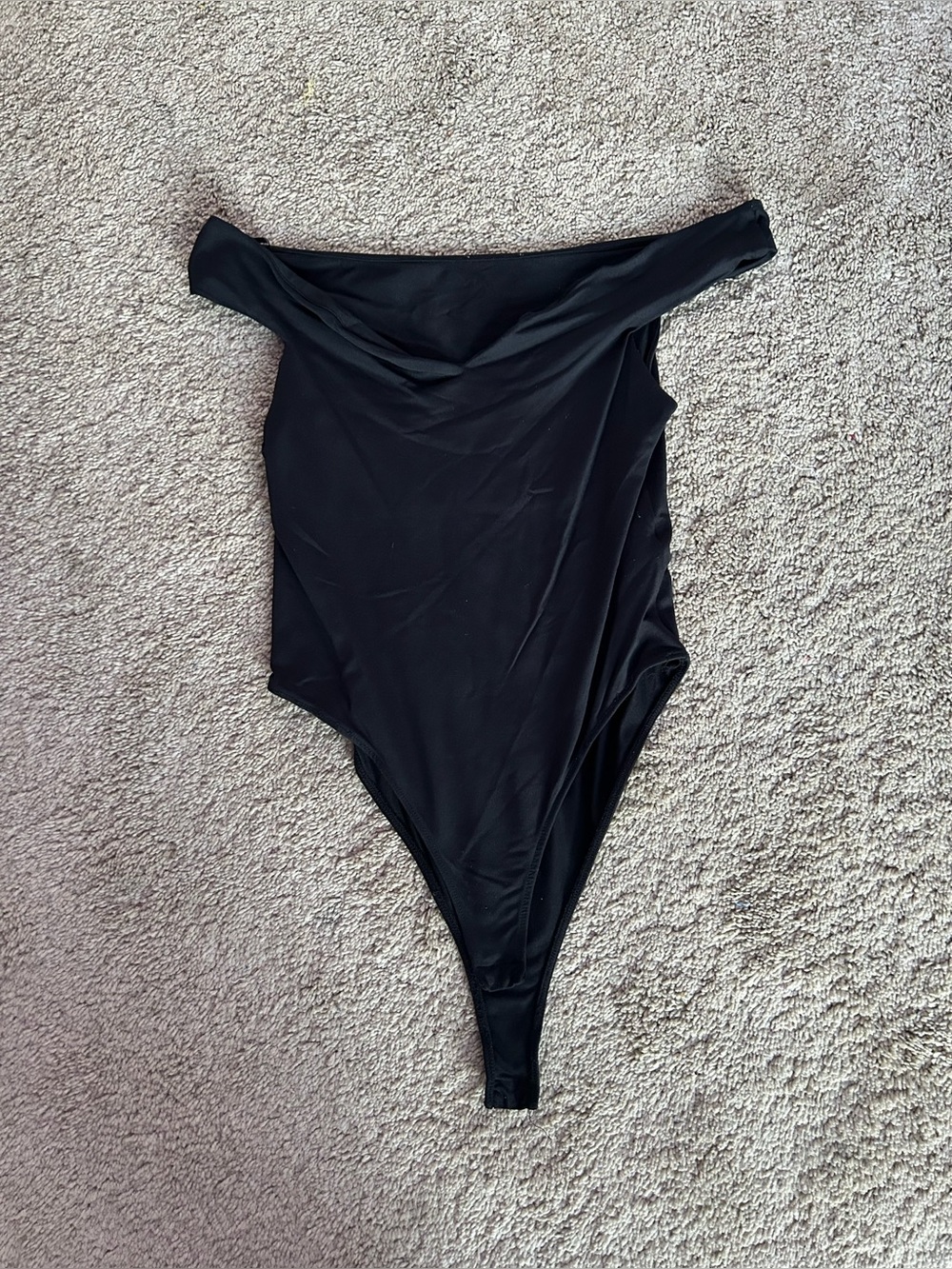 Black Off-Shoulder One-Piece Bodysuit
